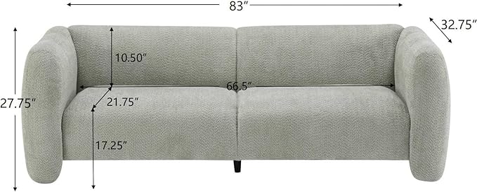 Christopher Knight Home Ahri 83'' Wood Frame Lounge Sofa Couch with Wave Design, Soft Seating 3-Seater Sofa with Armrests, Comfy Chenille Upholstered Home Sofa for Living Room, Light Green