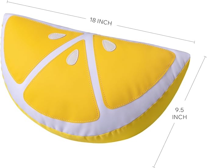 Phantoscope Fruit Outdoor Shaped Pillow Series Lemon Wedge Shaped Waterproof Outdoor Throw Pillow with Leather Decorative, Cushions for Fun Home Decor for Patio, Pool, Yellow, 9.5 x 18 inches