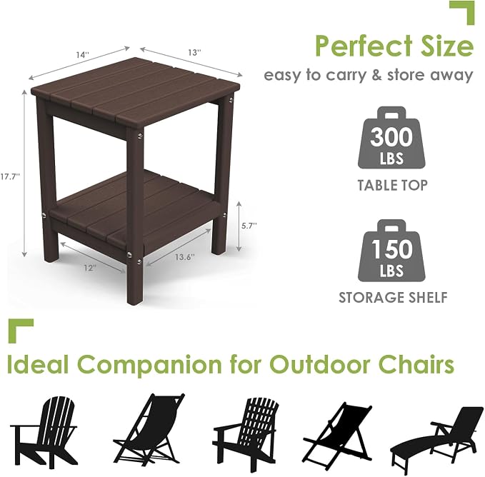 GREENVINES Outdoor Rocking Chair Set | 3-Piece | Dark Brown Wood Grain | 2 Rocking Chairs with 1 Side Table | Porch Rocker | HDPE Plastic | Patio Furniture Sets - Image 5