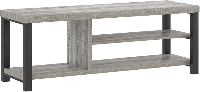 FOLUBAN Shoe Storage Bench, Rustic Wood Entryway Bench for Hallway Entrance, Vintage Indoor Bench with Shoe Storage and Seating for Bedroom Living Room, Light Grey, 47 Inch - Image 9