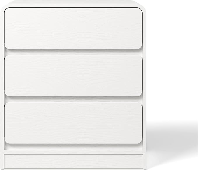 RoyalCraft White 3 Drawer Nightstand, Modern Night Stand with Drawers, Wood End Table with Storage and Curved Design, Small Dresser for Bedroom, Home Office, Entryway - Image 8