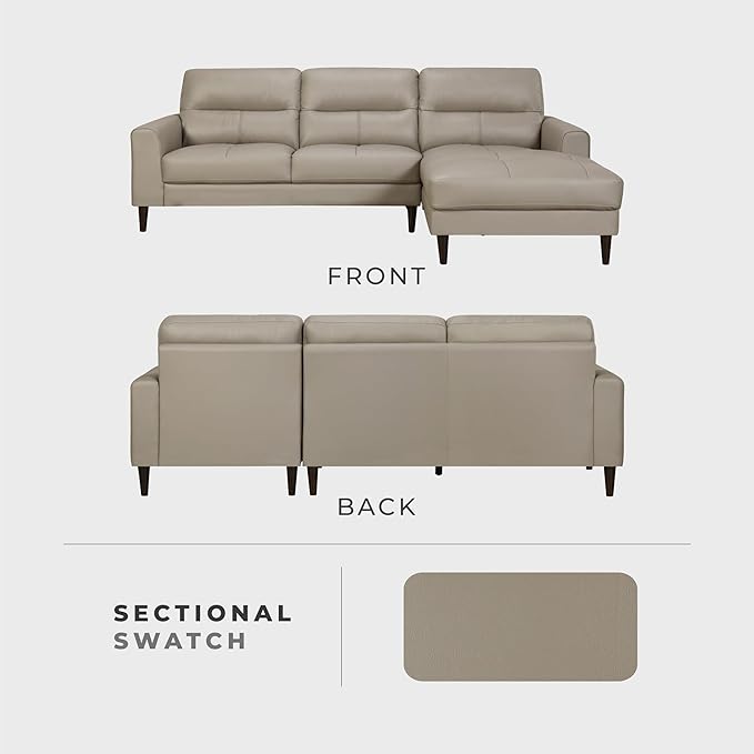 Lexicon Leather Match Sectional Couches for Living Room, L Shape Couch, Leather Sectional Couch, Modern Sofa Living Room Sofa with Right Chaise for Living Room, Bedroom, Office, Apartment, Latte