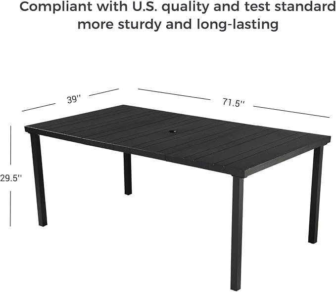 Grand patio 7-Piece Outdoor Dining Set, 6 Leather-Look Wicker Swivel Patio Chairs & 1 Straight Legs Rectangular Dining Table, Black - Image 7