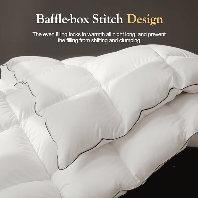 Down Fibers Comforter Queen Size -Ultra Soft Comforter High Fill Power Comforters,Hotel Collection Fully Duvet Insert with Corner Tabs,Expert-Crafted Even Loft(Grey,90x90)