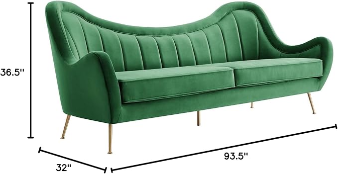 Modway EEI-5874-EME Cheshire Channel Tufted Performance Velvet Sofa, Emerald