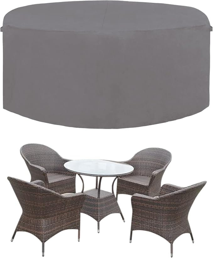 Easy-Going 600D Heavy Duty Round Patio Furniture Cover, Outdoor Table and Chair Set, Waterproof Sectional Cover (62"DIAx 28"H, Grey) by Easy-Going