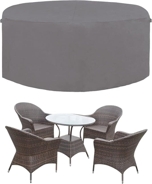 Easy-Going 600D Heavy Duty Round Patio Furniture Cover, Outdoor Table and Chair Set, Waterproof Sectional Cover (62"DIAx 28"H, Grey) by Easy-Going
