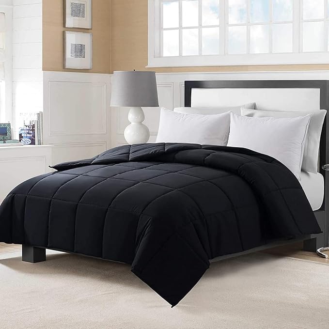 MAPLE DOWN Soft King Comforter Size Duvet Insert-Down Alternative Comforter with Corner Tabs-Lightweight Fluffy Breathable Machine Washable (Black,106"x90")