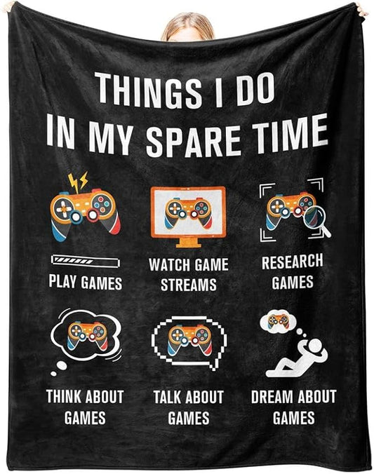 Gamer Gifts for Men Boys Girls, Flannel Soft Gaming Blanket, Gaming Equipment Accessories Stuff for Teen Boys Gift - 50" x 60"