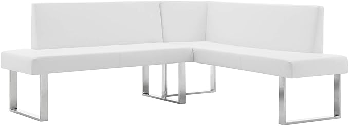 Armen Living Amanda Sectional in White and Chrome Finish 79.5"x58"x22"
