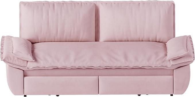 3-in-1 Convertible Sofa Bed Queen Size Pull Out Sleeper Sofa with Heavy Duty Metal Frame, Luxurious Velvet Upholstered Loveseat with 2 Pillows, Modern Folding Guest Bed for Living Room, Apartment