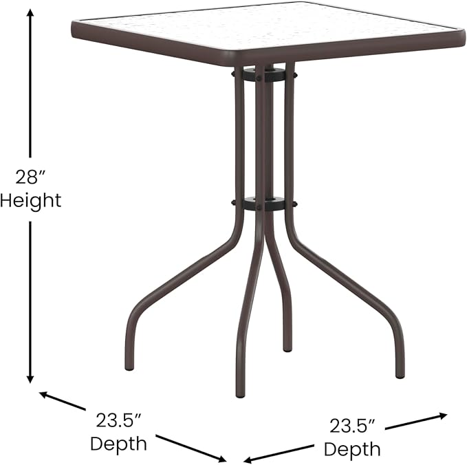 Flash Furniture Barker 23.5'' Square Indoor/Outdoor Tempered Glass Metal Frame Side Table, Bronze - Image 3