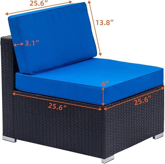 Outvita Outdoor Patio Conversation Sets, 7 Pieces PE Rattan Sofa Wicker Patio Furniture Sets with Washable Cushions Outdoor Indoor Use Backyard Porch Garden Poolside