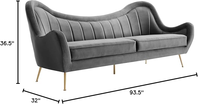 Modway EEI-5874-GRY Cheshire Channel Tufted Performance Velvet Sofa, Gray