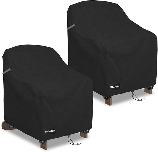 ANartcle Patio Adirondack Chair Cover 2 Pack,600D Waterproof Heavy Duty Outdoor Chair Covers,Adirondack Chair Covers(30W x 34D x 36H inches),Patio Furniture Covers,Black by PatioFurnitureCovers