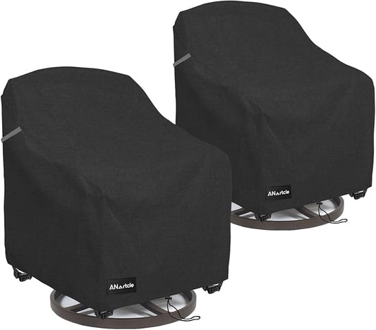 ANartcle Outdoor Swivel Lounge Chair Cover 2 Pack,600D Waterproof Heavy Duty Patio Chair Covers(35 W x 37 D x 38.5 H inches),Patio Swivel Chair Covers for Outdoor Furniture,Black. by PatioFurnitureCovers