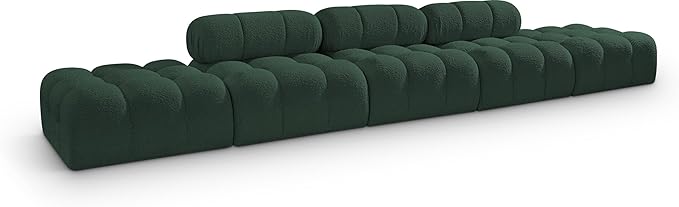 Meridian Furniture 611Green-S170A Ames Collection Modern | Contemporary Modular Sectional with Rich Green Boucle Fabric, Modular to Create Infinite Configurations, 170" W x 34" D x 28" H, Green