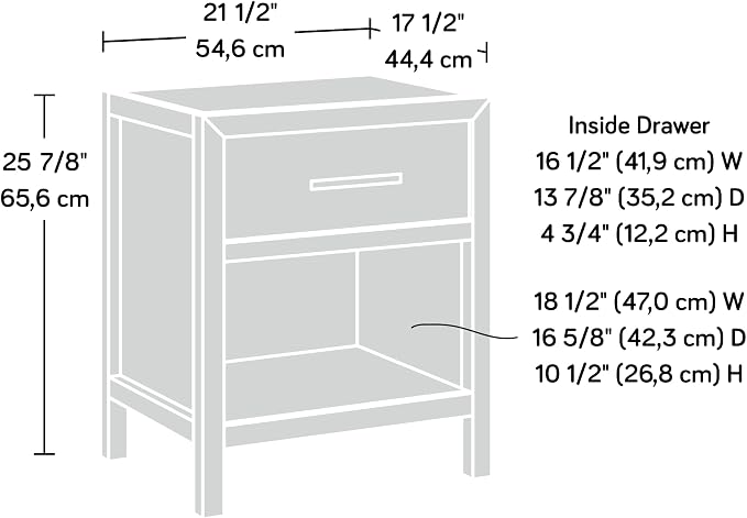 Sauder Pacific View Bedroom Night Stand, Spacious Storage, 1 Drawer Nightstand, Prime Oak Finish - Image 3