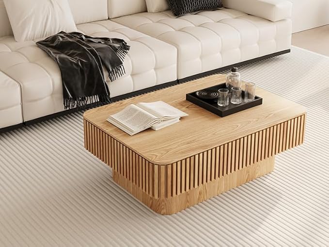Rectangle Lift Top Coffee Table for Living Room Smart Coffee Tables with Lifting Top Modern Coffee Table with Storage for Apartment Office 38.6" Oak