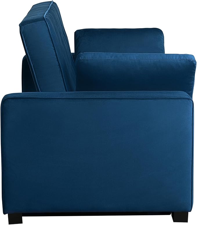 Serta Ainsley 66.5" Convertible Sleeper Loveseat, Full Size, Dreamcoil Comfort, Soft Velvet Fabric, Navy