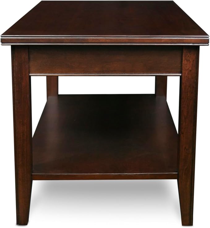 Leick Home 10504 Laurent Two Drawer Coffee Table with Shelf, Chocolate Cherry