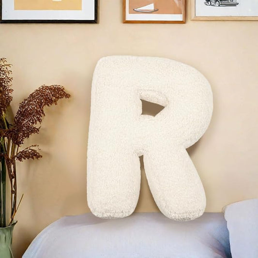 Letter Plush Pillow, Letter Hugging Throw Pillows, Decorative Initial Letter Shaped Throw Pillows for Bed Couch, Letter Pillows English Alphabet A to Z for Sofa Bedroom Living Room Decor (R)