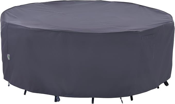 F&J Outdoors Outdoor Patio Furniture Covers, Waterproof UV Resistant Anti-Fading Cover for X-Large Round Table Chairs Set, Grey, 110" Dia x 27.5" H by FJOutdoors