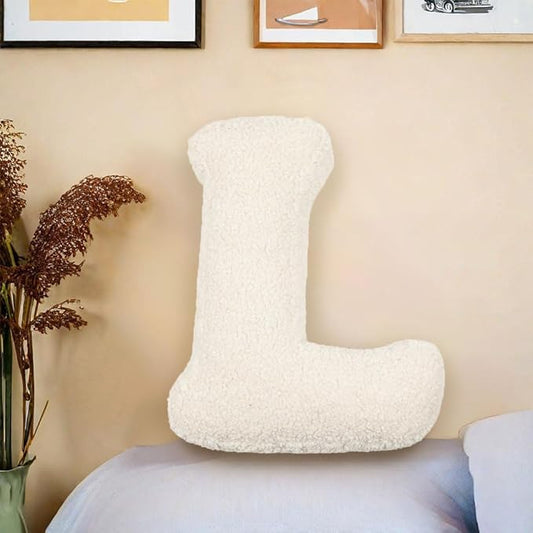 Letter Plush Pillow, Letter Hugging Throw Pillows, Decorative Initial Letter Shaped Throw Pillows for Bed Couch, Letter Pillows English Alphabet A to Z for Sofa Bedroom Living Room Decor (L)