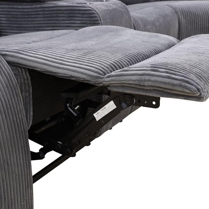 Reclining Sectional Sofa Set, L Shaped Recliner Couch with Cup Holder and Storage Console for Home Theater & Living Room, Dark Gray