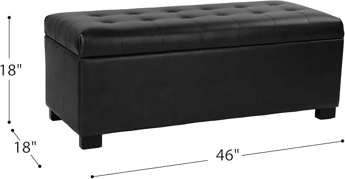 HomePop Large Tufted Storage Bench - Classic Black - Image 3
