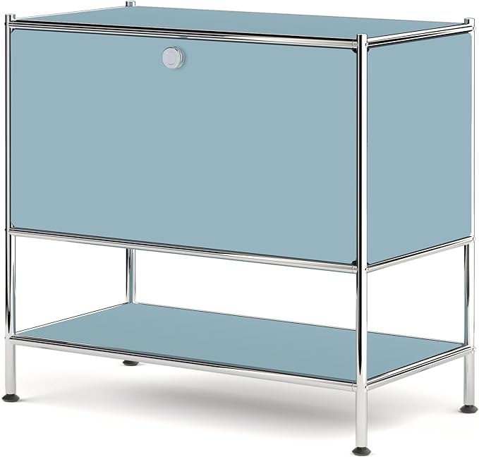 Metal Sidetable with Flap Door, 27.5" Height - DIY Modern Furnishing for Home, Office, Foyer, Bedroom - Night Stand, Book Shelf, Bookshelf, Cube Storage Organizer, Bedside Table (Blue) by SIMPLINK