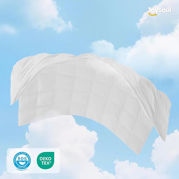 Joysoul Goose Feathers Fiber Comforter - Lightweight Ultra Soft Fabric Cover Breathable White Down Feather Fill, California King Size Duvet Insert (108" X 94")