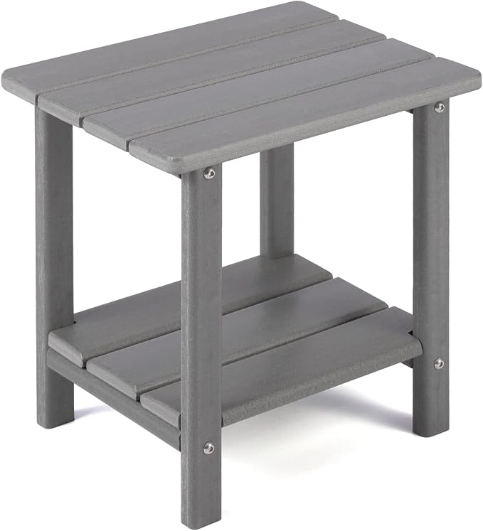 Apolimi Adirondack Outdoor Side Table, 2-Tier Sturdy Patio End Table Weather Resistant, 16.5" Solid Side Table for Patio, Pool, Porch by Apolimi