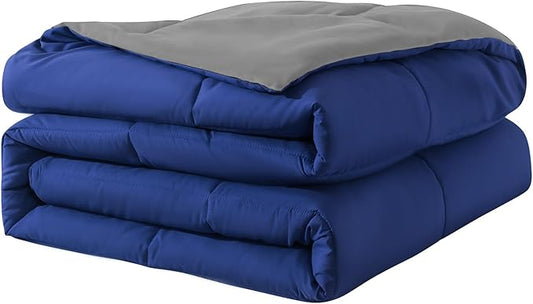 Down Alternative Bedding Comforter Queen Size - All-Season Soft Reversible Microfiber Bedding Comforter - Lightweight & Machine Washable (Dark Gray/Dark Blue, Queen (U.S. Standard))