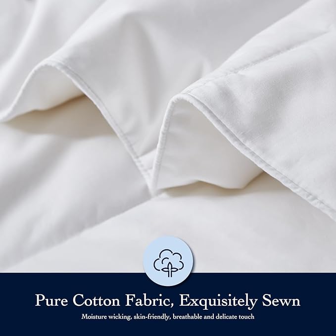 Serta Down Fiber Comforter Queen Size-Extra Warmth Duvet Insert, Luxury Fluffy Bed Comforter 100% Cotton 300 Thread Count Shell, Down Feather Fiber 500 Fill Power with Corner Taps, White 90x90inch