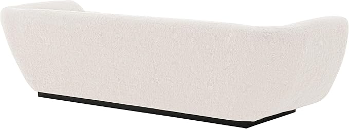 Manhattan Comfort Ulka 96-Inch Contemporary Boucle Sofa for Living Room with Premium Pine Wood Frame, Metal Base, High-Density Foam Padding & 2 Bolster Pillows, Cream