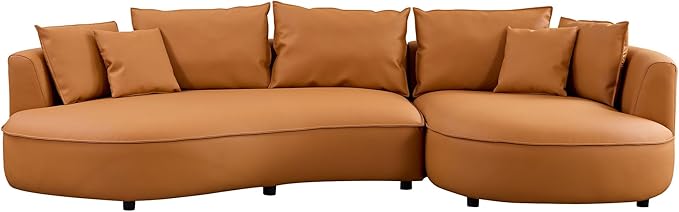 ERYE Luxury Curved Upholstered Sectional Sofa for Living Room, 129" Oversized Unique Curved Leisure Sofa Couch with Right Facing Chaise Lounge & 7 Pillows for Home Apartment