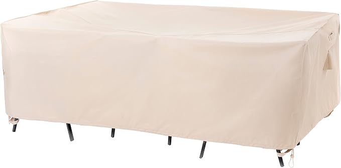 F&J Outdoors Patio Furniture Covers, Waterproof UV Resistant for Table & Chairs Set, Beige, 74"x47" by FJOutdoors