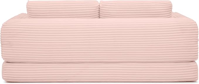 Foldable Boneless Love Seat Couches in a Box, Modern Floor Foam Sleeper Sofa Bed 2-in-1 Convertible Cloud Sofa for Home Apartments Bedroom