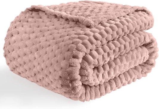 Bnuitland Pink Flannel Throw Twin Size Blanket (60X80 inches), 300 GSM Fleece Cozy Warm Soft Home Decor Lightweight Bed Blanket for Adults, Suitable for All Seasons.