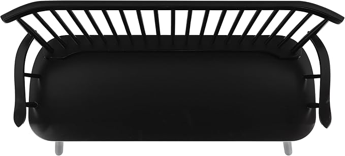 SAFAVIEH Home Collection – Addison Black Solid Wood Spindle Back Loveseat Bench, Farmhouse Settee for Entryway Living Room or Dining Area (AMH8513A)