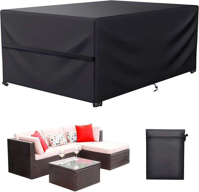 Patio Furniture Cover,Waterproof Outdoor Sectional Couch Set Covers,General Purpose, Outside Table and Chair Covers,Rectangular Heavy Duty Weatherproof 106"Lx70"Wx35"H by LCGOD