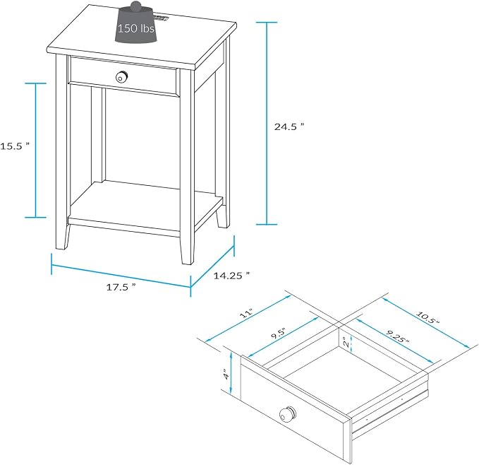 Casual Home Owl Night Stand with USB Port Charging Station and Drawer, 17.5" W x 14.25" D x 24.5" H, Natural White - Image 3