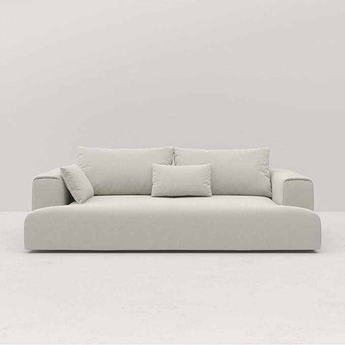 Acanva Modern Minimalist Sofa with Extra Deep Seats for Living Room, Bedroom and Lounge, Wool-Like T-Shape Couch