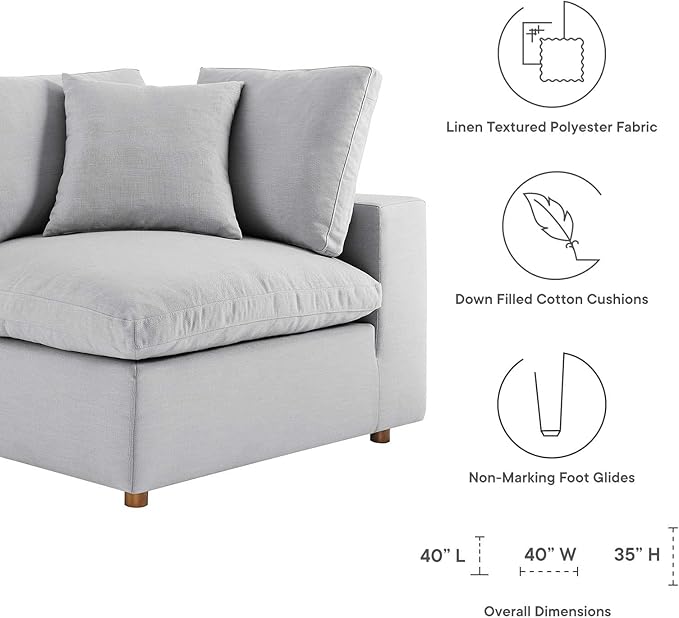 Modway Commix Down-Filled Overstuffed Upholstered 3-Seater Sofa