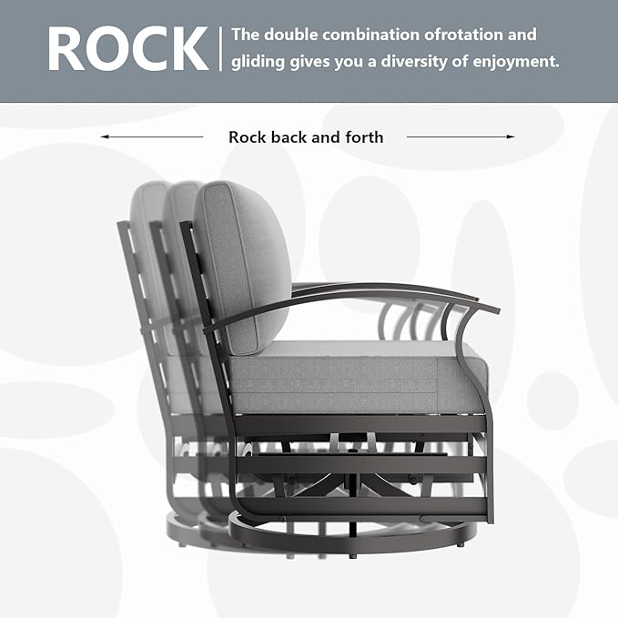 Patio Furniture Set 7-Piece Aluminum Armrest Sofa, Modern Outdoor Living Room Set with 55000 BTU Propane Aluminum Fireplace, Outdoor Rotary Joystick with Thick Cushion