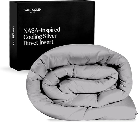 Miracle Made All-Season Duvet Insert Comforter – Silver-Treated Breathable Cotton Fabric, Pet Hair Resistant, Cool-to-The-Touch Bedding – Fits King/CaliKing Bed Cover, Stone