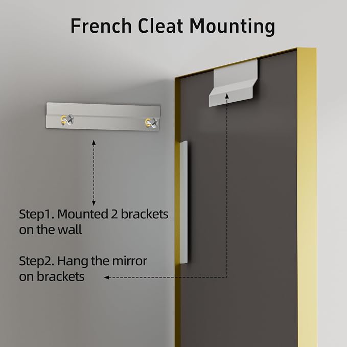 22x30 Inch Gold Bathroom Mirrors for Over Sink, Rectangular Vanity Mirror, Wall Mounted Mirrors, Anti-Rust, Tempered Glass, Framed Vanity Mirror, Horizontal or Vertical - Image 8