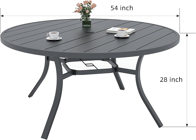 Anmutig Grey Textilene Outdoor Patio Swivel Rocker Chairs with 54" Metal Round Table Dining Set 7 Piece - Style2 - Image 2