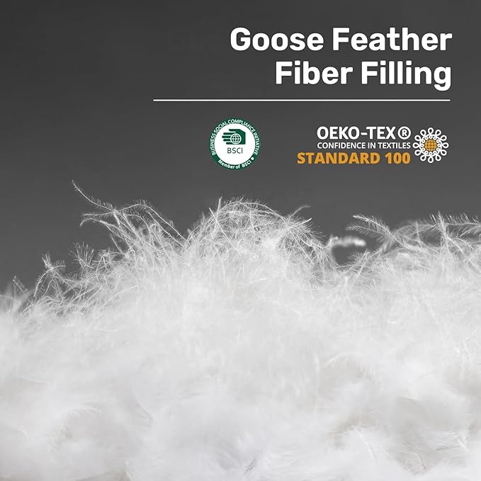 UNIKOME Goose Feather Down Fiber Comforter Queen Size, All Season Duvet Insert with Soft Downproof Cover, Cloud-Like Fluffiness Bed Comforters with Corner Tabs (Full/Queen, Blue, 88"X88")